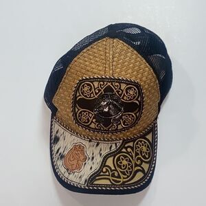 Straw Design Metallic Rodeo Cowboy Trucker Unisex Cap Hat Adjustable Classic